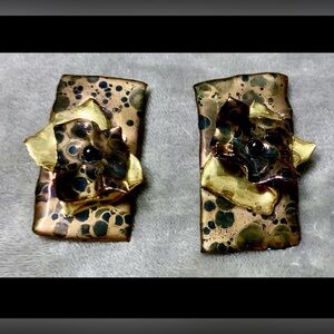 Vintage Amy Lacombe 1988 Wearable Art Statement Signed Clip On Earrings